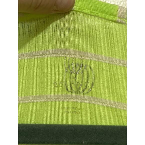 Balance Collection Marika Tunic Top Lime Green White Striped Tie Neck 3/4 Sleeve - Picture 5 of 8